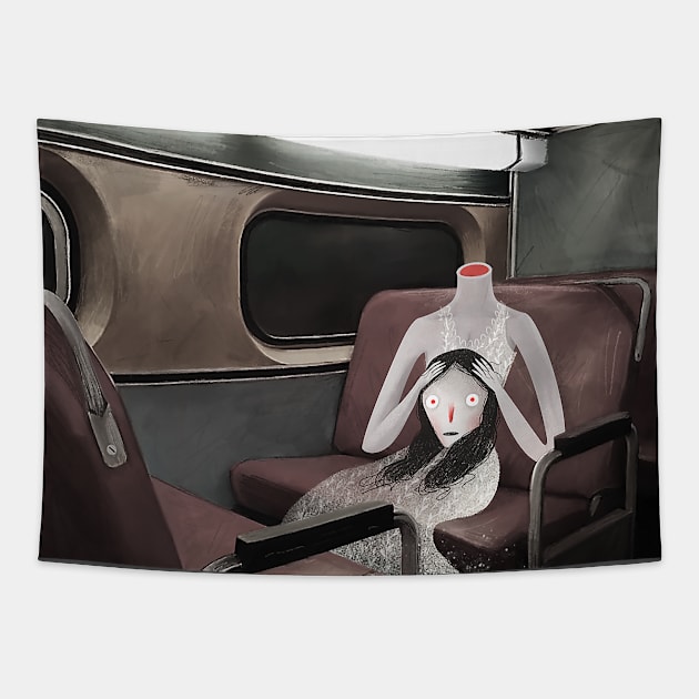 Ghost train Tapestry by Luis San Vicente 