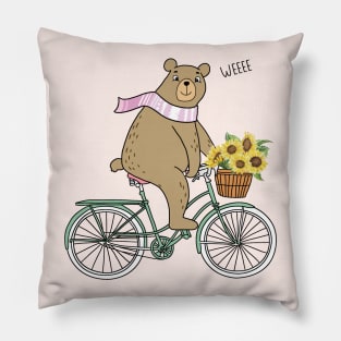 Cycling Bear Pillow