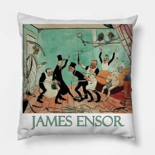 The Bad Doctors (1892) by James Ensor Pillow