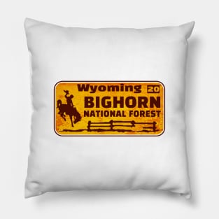 Bighorn National Forest License Plate Wyoming Rusted Pillow