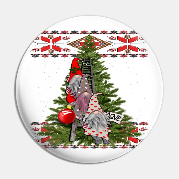 Gnomes Decorating Christmas Tree, Cute Santa Gnomes Scandinavia Nordic Christmas Pin by tamdevo1