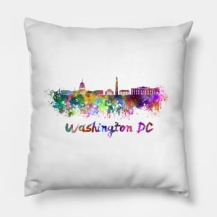 Washington dc skyline in watercolor Pillow