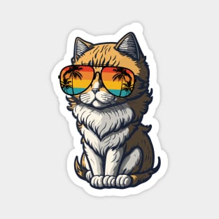 Cool Feline in Shades: Whiskered Purrfection for Cat Miaw Lovers Magnet