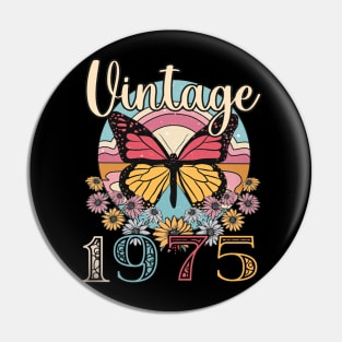 Floral Butterfly Retro Vintage 1975 48th Birthday Pin