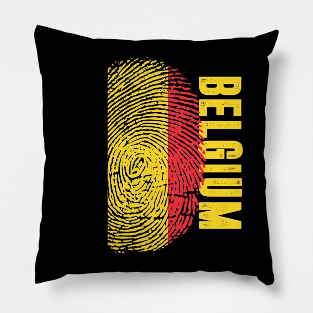 Belgium Flag Fingerprint My Story DNA Belgian Pillow by Your Culture & Merch