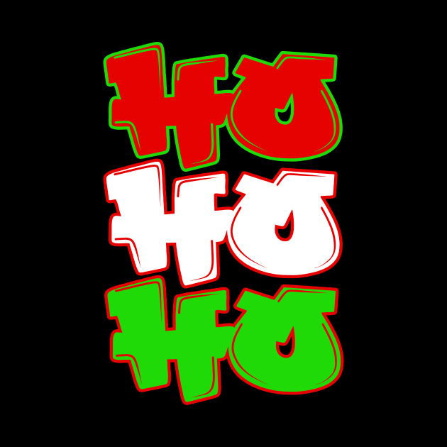 Ho Ho Ho Christmas Graffiti Style Hip Hop Typography by graphicbombdesigns