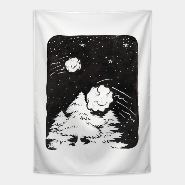 Snowball Fight Tapestry by JJLosh