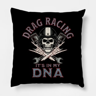 Drag Racing It's In My DNA Skull Wrench Piston Racer Pillow