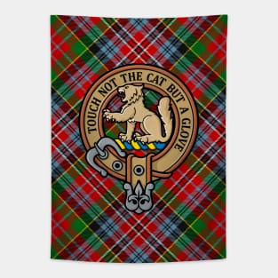 Clan MacPherson Crest over Tartan Tapestry