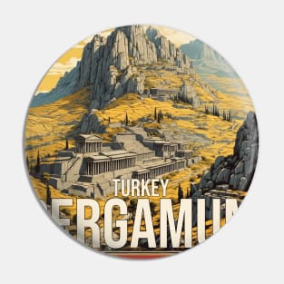 Pergamum Turkey Sunset Vintage Retro Travel Tourism Pin