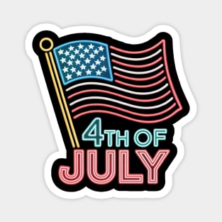 Neon Sign 4th of July American Flag Retro Magnet