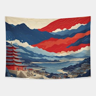 Hwaseong South Korea Starry Night Travel Tourism Retro Vintage Tapestry