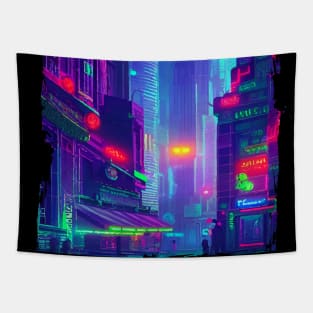 Japan Neon City Lights Tapestry