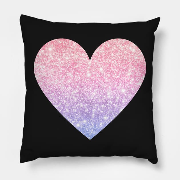 Light Pink and Purple Ombre Faux Glitter Heart Pillow by Felicity-K