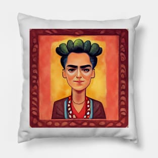 Frida Kahlo Portrait, Cartoon Pillow