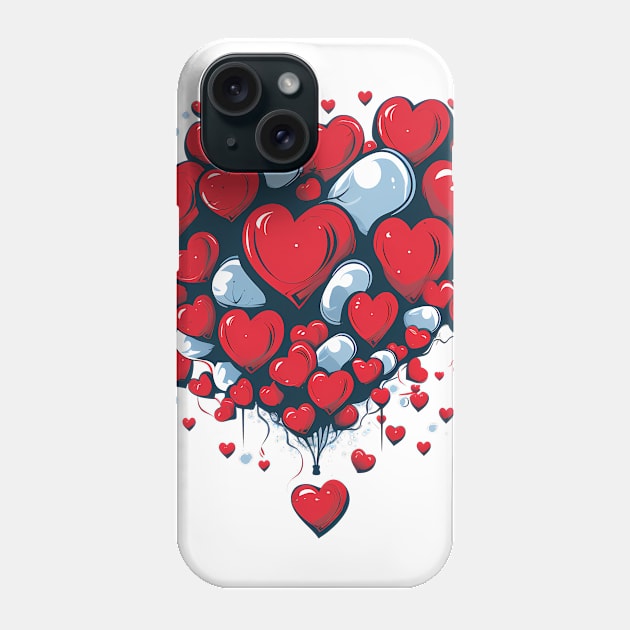 Heart-Shaped Balloon Extravaganza Phone Case by Czajnikolandia