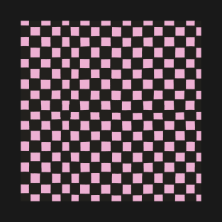 Mini Hand-Drawn Checkerboard Pattern (Pink and Black) T-Shirt