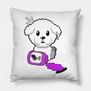 Funny furry dog spilled grape jam Pillow