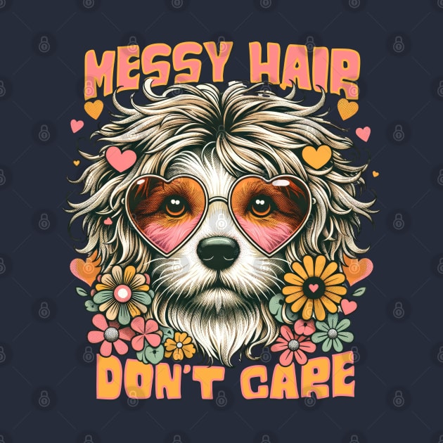 Messy Hair Don't Care - Groovy 70's Retro Dog by Tintedturtles