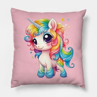 Magical Dreams: Beautiful Multicolored Hair Unicorn Pillow