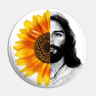 Jesus Christ Sunflower Christian God Faith Flower Pin