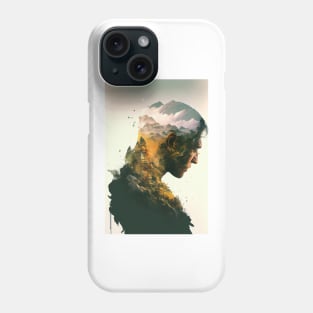 Man Double Exposed Against the Mountains Phone Case