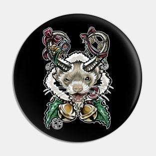 Krampus Ferret - White Outlined Version Pin