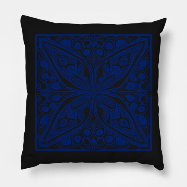 Paisley Print - Blue Aesthetic Pillow by BubbleMench