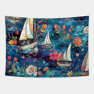 Sailing boats pattern Tapestry