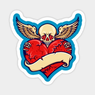 Winged Heart Skull Magnet