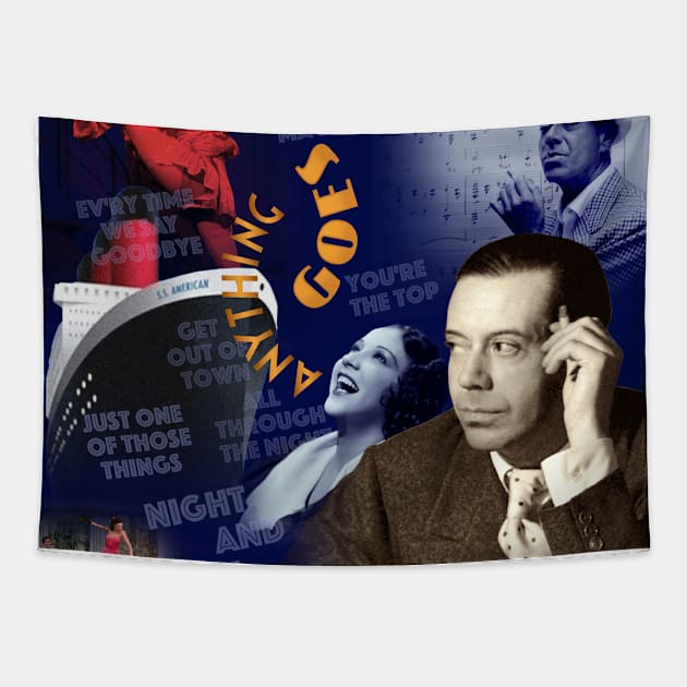 Cole Porter Portrait Collage Tapestry by Dez53