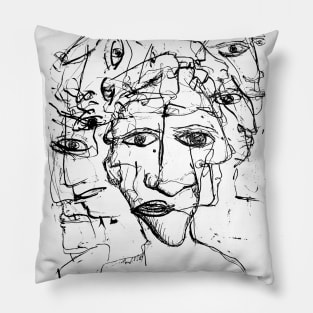 sketched faces Pillow