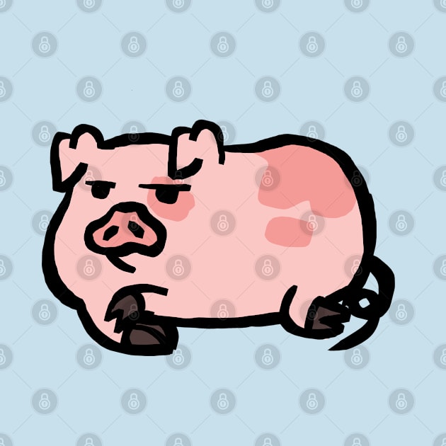 Cute Piggy Cartoon Not Amused by Porkzby