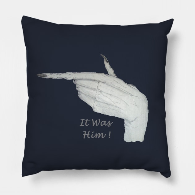 Pointing scary monster hand with long finger nails Pillow by pollywolly