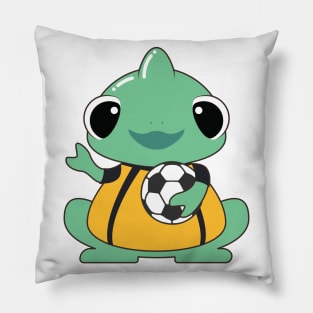 Chameleon as Goalkeeper with Soccer ball Pillow