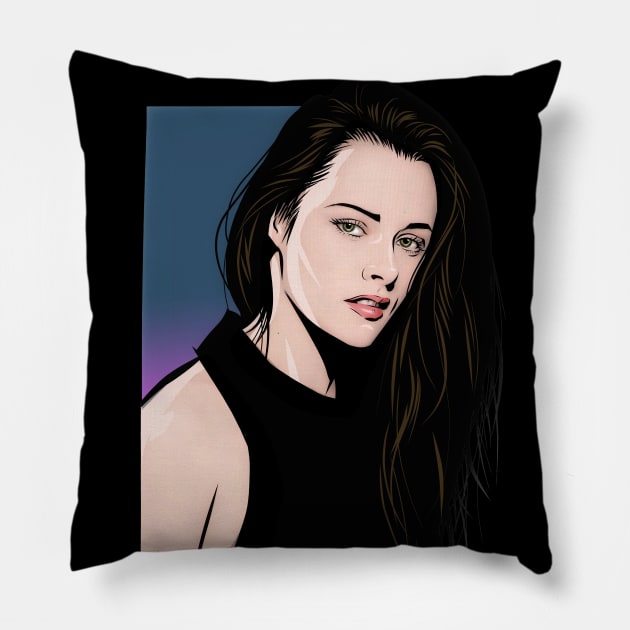 Kristen Stewart - An illustration by Paul Cemmick Pillow by PLAYDIGITAL2020