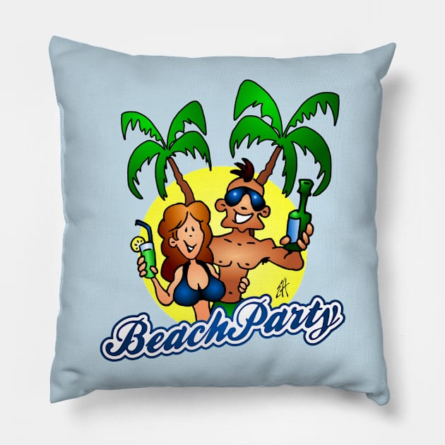 Beach party Pillow by Cardvibes