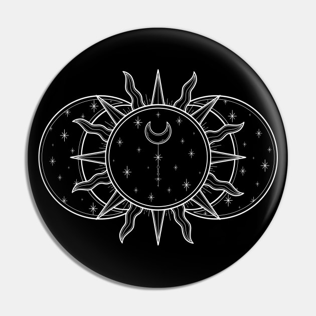 Vintage Celestial Sun and Moon Pin by katieharperart
