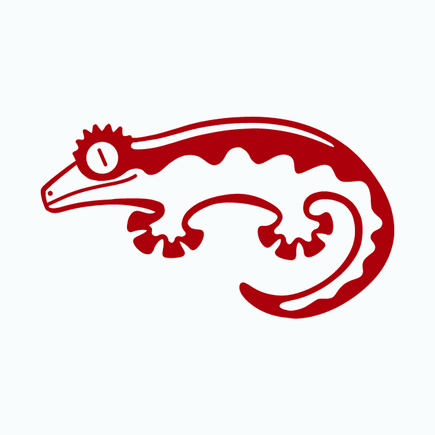 Crested gecko. Minimalist art for geckos and lizards lovers in red by croquis design