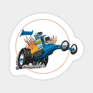 Funny Cartoon Dragster Car Magnet