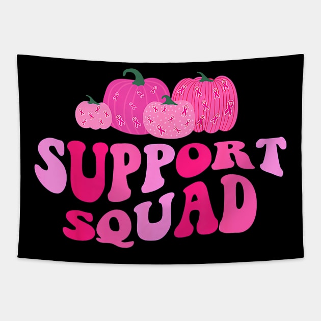 Groovy Support Squad Pumpkins Fall Breast Cancer Awareness Tapestry by everetto