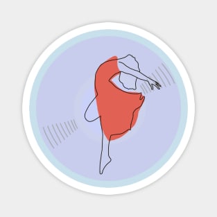 Vinyl - Ballerina dancer minimalist line art (blue) Magnet