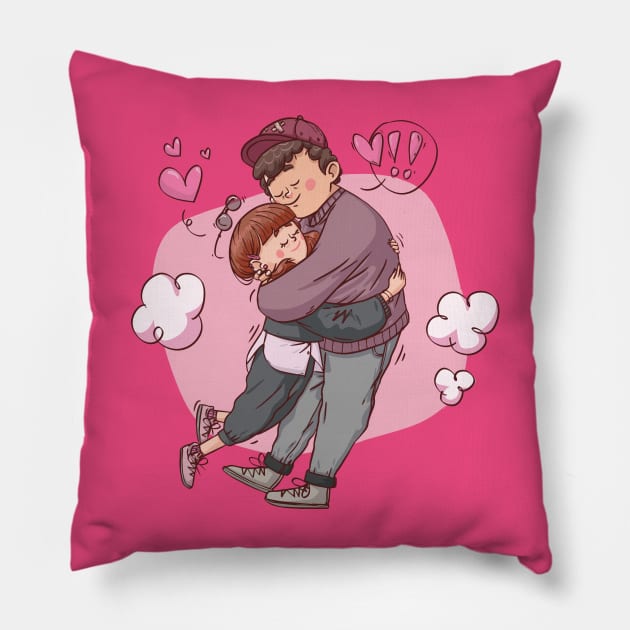 couple hug lover Pillow by Mako Design 