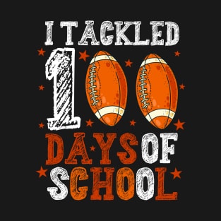 Student Sarcastic Football Saying I Tackled 100 Days Of School T-Shirt