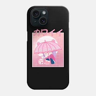 90s Japanese Kawaii Sad Girl Pink Japanese Strawberry Milk Phone Case