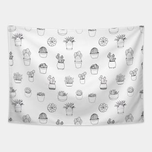 Succulent cactus black and white pattern Tapestry