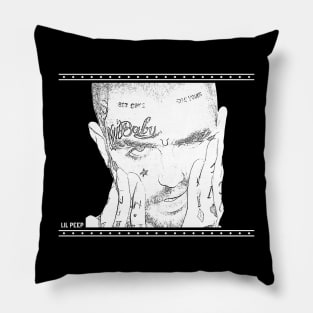 lil peep // white retro Pillow