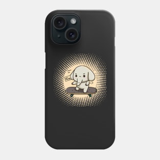 Cute Baby Elephant Skateboard Halftone Phone Case