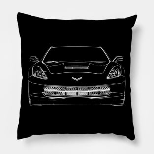 Chevrolet Corvette Z06 2015 Sketch White Pillow