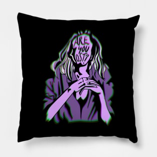 Are You Lost? Fairytale Dreamcore in amethyst purple Pillow